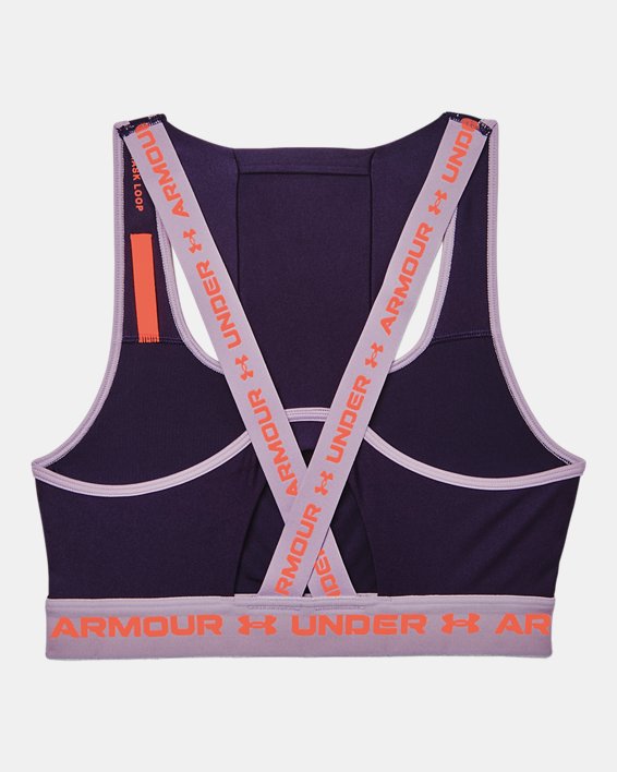 Damen Armour® Mid Crossback Pocket Sport-BH, Purple, pdpMainDesktop image number 12